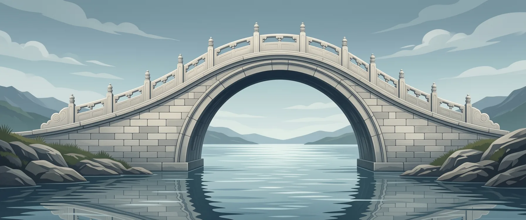 Illustration of two bridge arches reaching toward each other but not meeting